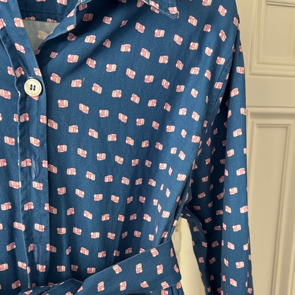 Kayce Hughes Long Sleeve Blue and Pink Patterned Dress 100% Cotton - Picture 4 of 6